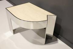  Pace Collection Pace Collection Polished Steel and Travertine Side Table Rare - 2316610