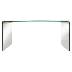  Pace Collection Pace Sleek Glass Waterfall Console Table 1970s - 465667
