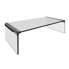  Pace Collection Pace Sleek Glass and Chrome Waterfall Coffee Table 1970s - 3276822