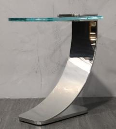  Pace Collection Pace Style Cantilevered Side Table in Polished Steel with Glass Top - 2913705