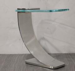  Pace Collection Pace Style Cantilevered Side Table in Polished Steel with Glass Top - 2913715