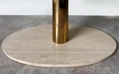  Pace Collection Pace Vintage Postmodern Travertine Brass Coffee Table with Glass Top - 3532634