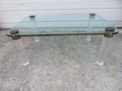  Pace Collection Stunning Lucite Bronze and Glass Cocktail Table Leon Rosen for Pace - 1507331