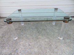  Pace Collection Stunning Lucite Bronze and Glass Cocktail Table Leon Rosen for Pace - 1507332