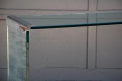  Pace Collection Thick Glass and Chromed Bronze Bracket Console by Leon Rosen for Pace Collection - 4760179