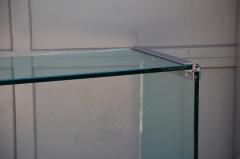  Pace Collection Thick Glass and Chromed Bronze Bracket Console by Leon Rosen for Pace Collection - 4760181