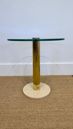  Pace Furniture Co Glass Table with Marble Base and Brass stem  - 4359107