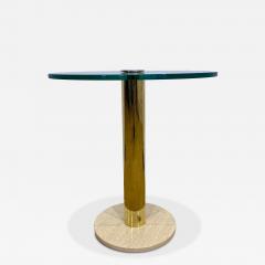  Pace Furniture Co Glass Table with Marble Base and Brass stem  - 4495176