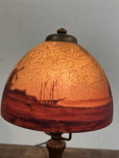  Pairpoint Glassworks ANTIQUE PAIRPOINT STYLE LAMP WITH LANDSCAPE WINDMILL SHIP AND MOON - 3636815