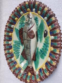  Palissy Ware Palissy Majolica 109 French Palissy Majolica Platter with Fish high quality piece  - 4784626