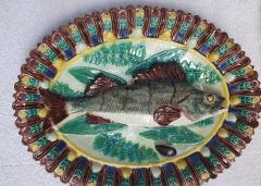  Palissy Ware Palissy Majolica 109 French Palissy Majolica Platter with Fish high quality piece  - 4784678