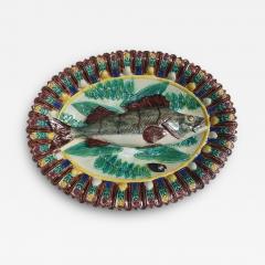  Palissy Ware Palissy Majolica 109 French Palissy Majolica Platter with Fish high quality piece  - 4789347