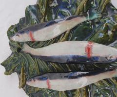  Palissy Ware Palissy Majolica 45 Palissy majolica Leaf with sardines  - 4620993