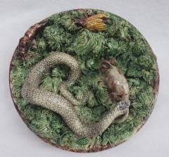  Palissy Ware Palissy Majolica 64 Portuguese Palissy majolica plate rare for having a mouse  - 4647931