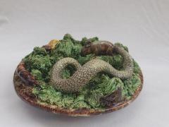  Palissy Ware Palissy Majolica 64 Portuguese Palissy majolica plate rare for having a mouse  - 4647932
