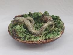 Palissy Ware Palissy Majolica 64 Portuguese Palissy majolica plate rare for having a mouse  - 4647933