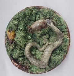  Palissy Ware Palissy Majolica 64 Portuguese Palissy majolica plate rare for having a mouse  - 4647937