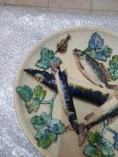  Palissy Ware Palissy Majolica Barbizet French Palissy Majolica Platter with Fish high quality piece  - 4540835