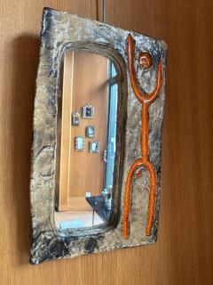 Palissy Ware Palissy Majolica Ceramic mirror by Galerie Palissy France 1960s - 4158530