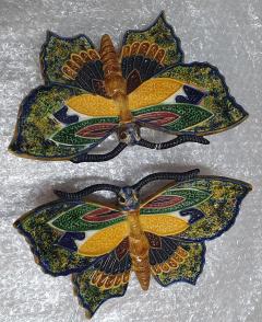  Palissy Ware Palissy Majolica Majolica palissy Pair of wall butterflies possibly by the ceramist Mafra  - 4585630