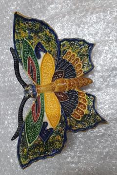  Palissy Ware Palissy Majolica Majolica palissy Pair of wall butterflies possibly by the ceramist Mafra  - 4585633