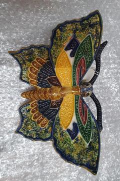  Palissy Ware Palissy Majolica Majolica palissy Pair of wall butterflies possibly by the ceramist Mafra  - 4585634
