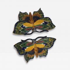  Palissy Ware Palissy Majolica Majolica palissy Pair of wall butterflies possibly by the ceramist Mafra  - 4588354