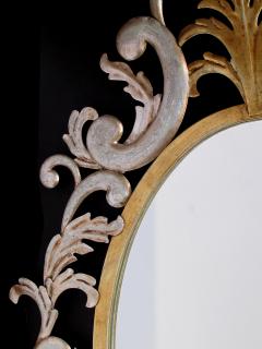  Palladio A chic Italian 1960s gilt tole Hollywood regency oval wall mirror by Palladio - 1069320