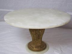  Palladio Midcentury Italian Alabaster on Gilt Carved Tassel Mounted on Onyx Base 1940s - 572465