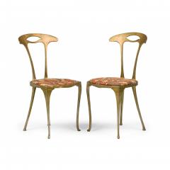  Palladio Pair of Palladio Italian Mid Century Gilt Metal Side Chairs - 4700099