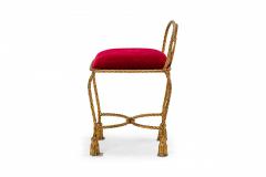  Palladio Palladio Mid Century Rope And Tassel Gilt Iron And Red Upholstery Vanity Bench - 3169887