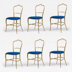  Palladio Set of 6 Palladio Italian Silver and Gold Leaf Wooden Frame Dining Side Chairs - 4289891