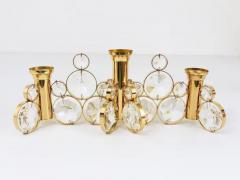  Palwa 5x Palwa Gaetano Sciolari Style Brass Crystal Candle Holder Candlestick 1970s - 4064756