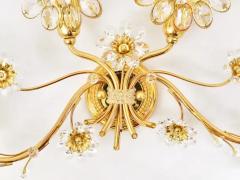  Palwa Big Ernst Palme Flowers Brass Crystals Flower Wall Light Sconce Palwa 1970s - 4054829
