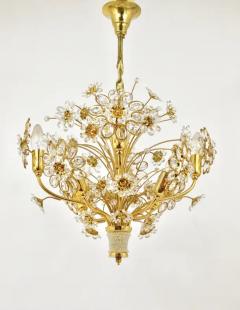  Palwa Ernst Palme Bunch of Flowers Gilt Brass Crystal Chandelier Palwa 1970s - 4054820