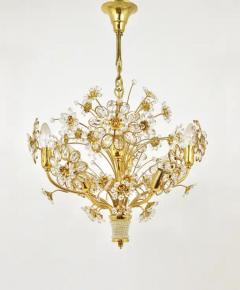  Palwa Ernst Palme Bunch of Flowers Gilt Brass Crystal Chandelier Palwa 1970s - 4054821