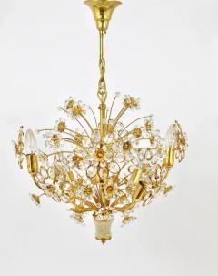  Palwa Ernst Palme Bunch of Flowers Gilt Brass Crystal Chandelier Palwa 1970s - 4054822