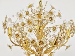  Palwa Ernst Palme Bunch of Flowers Gilt Brass Crystal Chandelier Palwa 1970s - 4054828