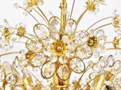  Palwa Ernst Palme Bunch of Flowers Gilt Brass Crystal Chandelier Palwa 1970s - 4054831