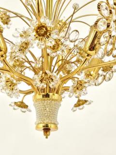  Palwa Ernst Palme Bunch of Flowers Gilt Brass Crystal Chandelier Palwa 1970s - 4054832