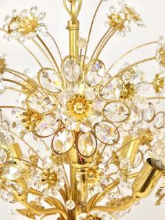  Palwa Ernst Palme Bunch of Flowers Gilt Brass Crystal Chandelier Palwa 1970s - 4054843