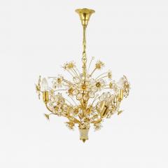  Palwa Ernst Palme Bunch of Flowers Gilt Brass Crystal Chandelier Palwa 1970s - 4060988