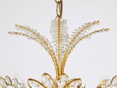  Palwa Ernst Palme Large Palwa Flower Palm Tree Chandelier Gilt Brass Crystals 1970s - 4480409