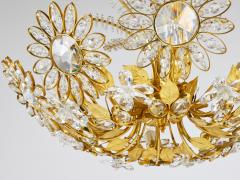  Palwa Ernst Palme Large Palwa Flower Palm Tree Chandelier Gilt Brass Crystals 1970s - 4480427