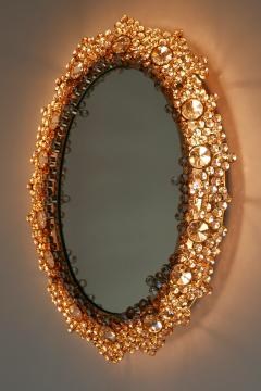  Palwa Gorgeous Gilt Brass Crystal Glass Backlit Wall Mirror by Palwa Germany 1970s - 1915093