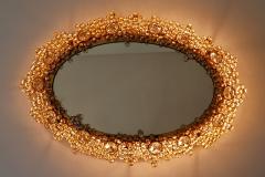  Palwa Gorgeous Gilt Brass Crystal Glass Backlit Wall Mirror by Palwa Germany 1970s - 1915095
