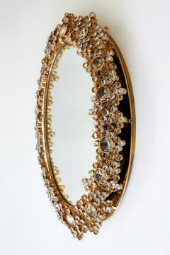  Palwa Gorgeous Gilt Brass Crystal Glass Backlit Wall Mirror by Palwa Germany 1970s - 1915099