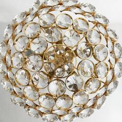  Palwa Gorgeous Gilt Brass Facet Cut Crystal Glass Chandelier by Palwa Germany 1960s - 3157100