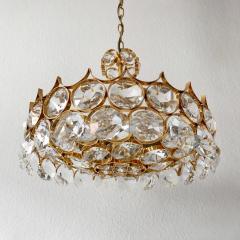  Palwa Gorgeous Gilt Brass Facet Cut Crystal Glass Chandelier by Palwa Germany 1960s - 3157101