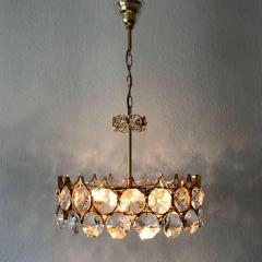  Palwa Gorgeous Gilt Brass Facet Cut Crystal Glass Chandelier by Palwa Germany 1960s - 3157103